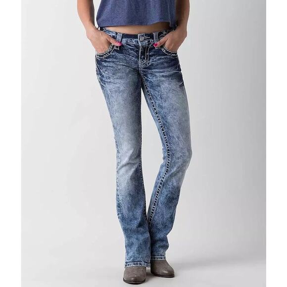 Miss Me Signature Bootcut Jeans Embellished Pockets - Size 28 - Picture 1 of 14